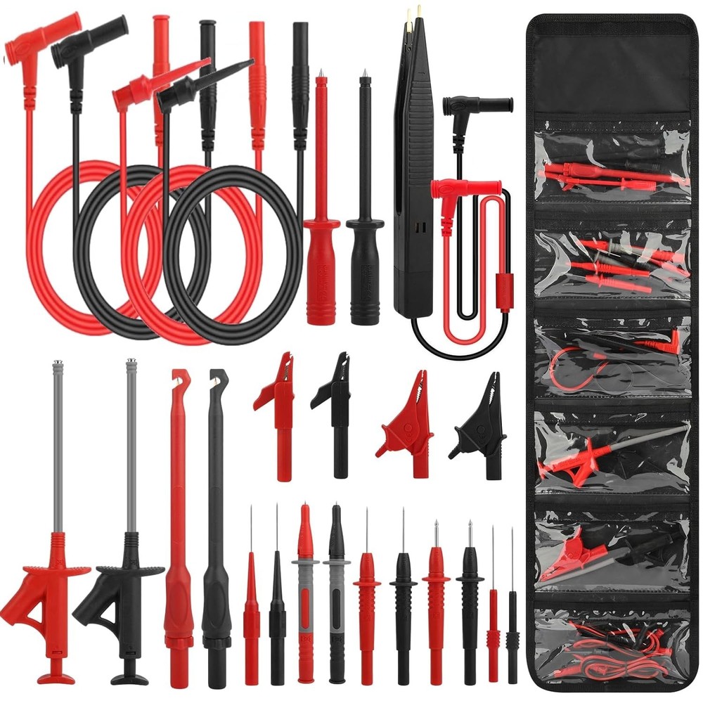 25PCS Silicone Multimeter Leads Kit: Replaceable Wire Piercing Probes, Hook...