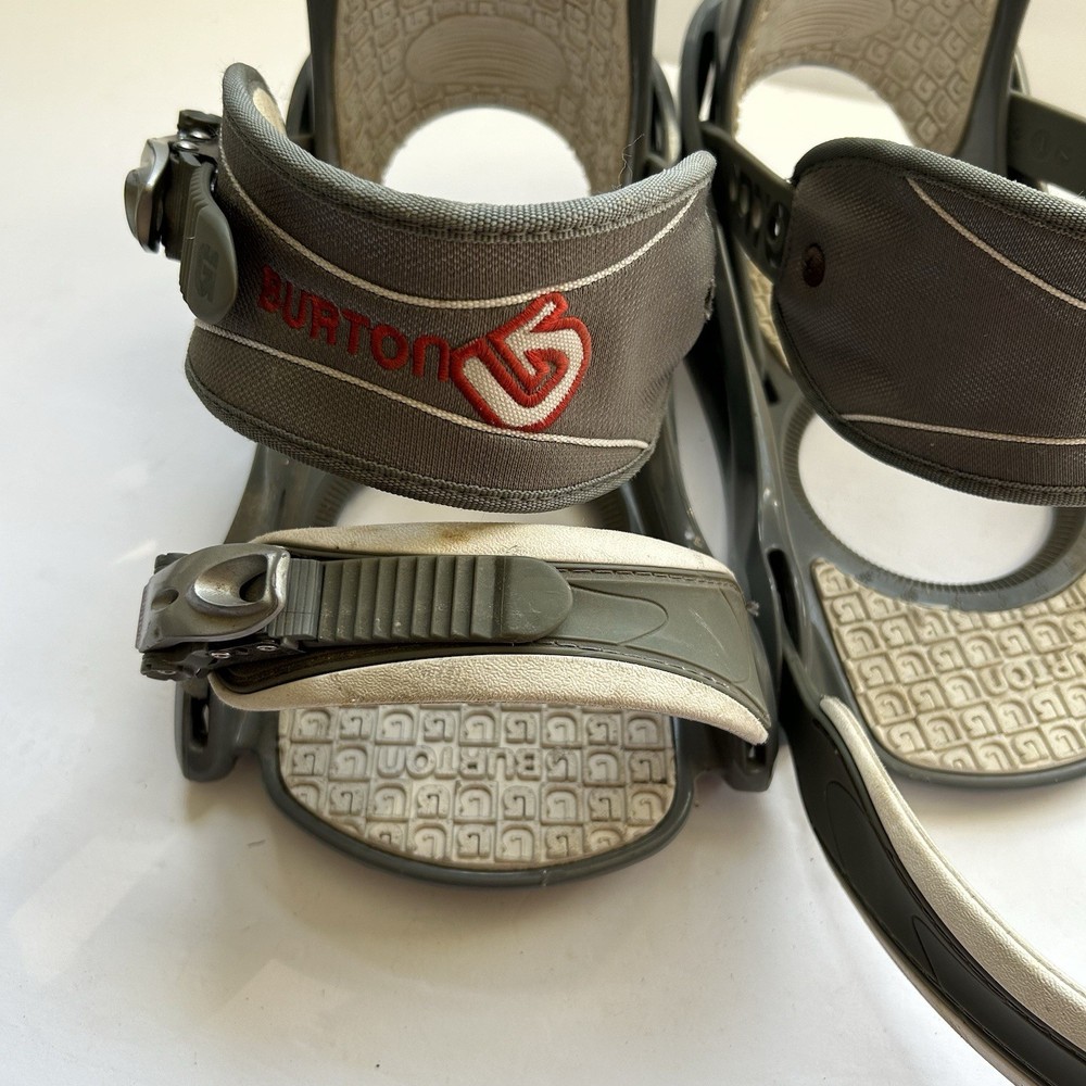 Burton Men's Medium Freestyle Snowboard Bindings Gray White READ