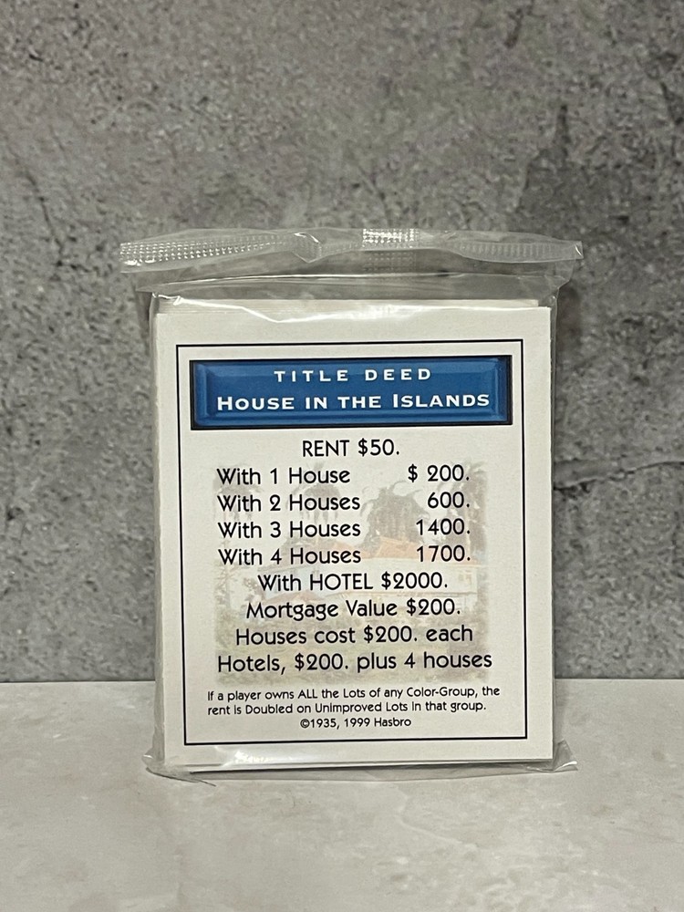 2000 Millennium Monopoly - Deed cards (SEALED)