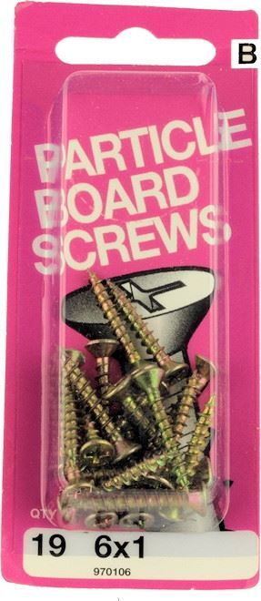 #6 x 1" Particle Board Screws - 19 Pack
