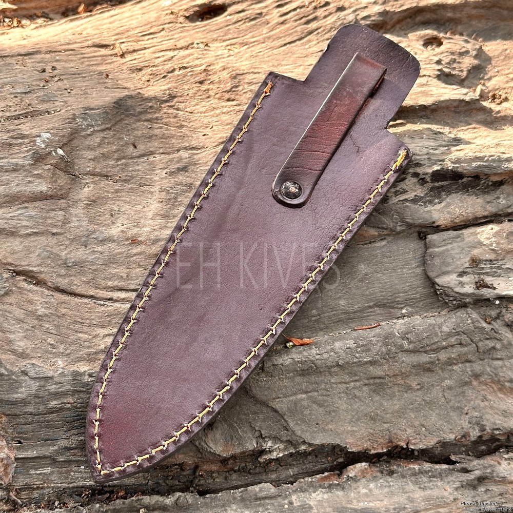 Custom Engraved Pure Leather Belt Loop Sheath for Fixed Blade & Dagger