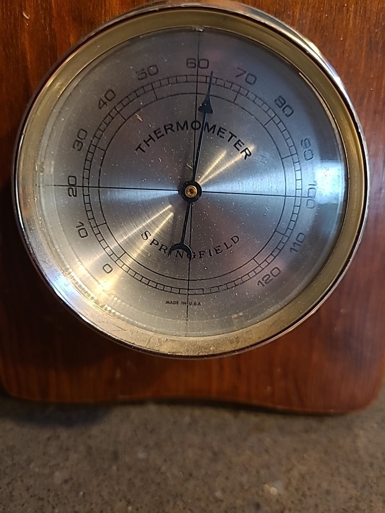 USA Vintage Springfield Instruments Brass Eagle Crown Thermometer Hackensack NJ