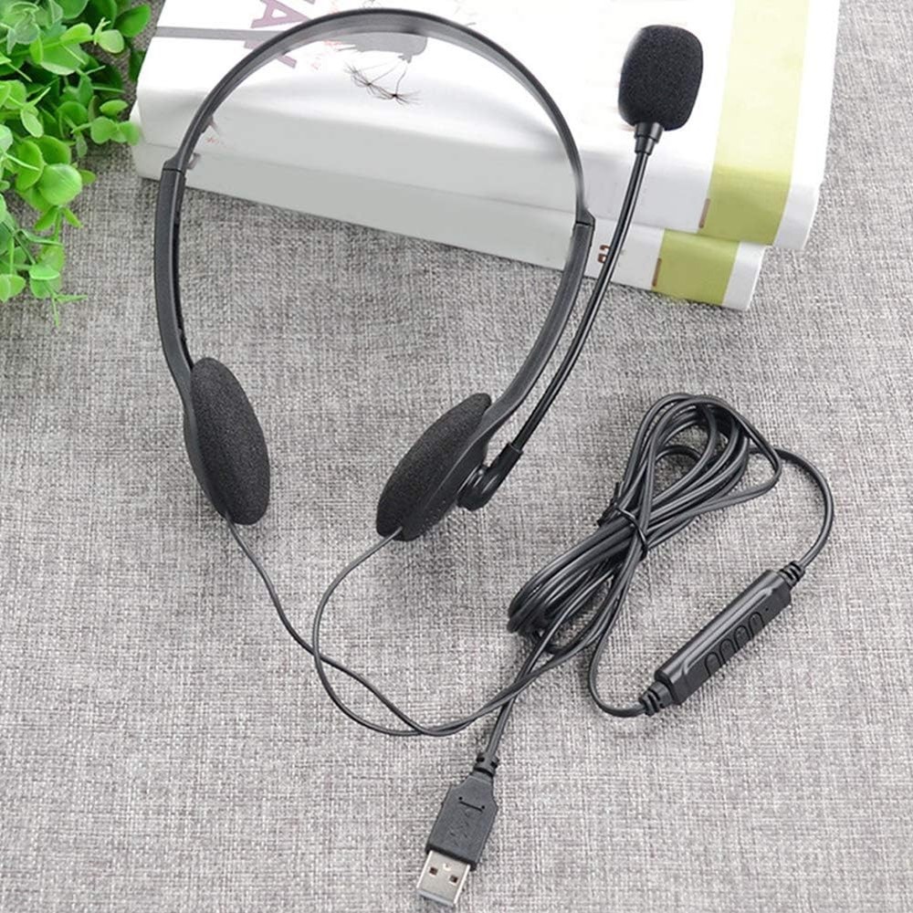 USB Headset Headphone Microphone Noise Cancelling For PC Computer Call Chat Lot