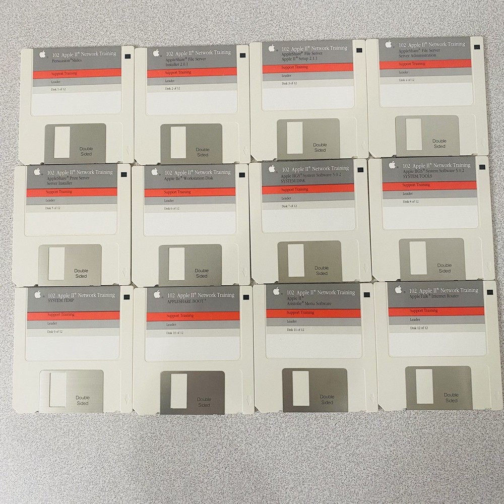 102 Apple II Network Support Training SET Of 12 1990 Vtg Software Complete Disk