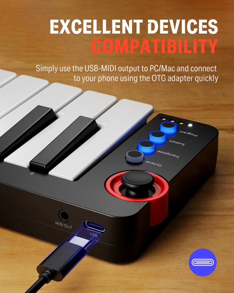 🎹Donner N-25 USB MIDI Keyboard Controller 25 Key With Screen Joystick Sequencer