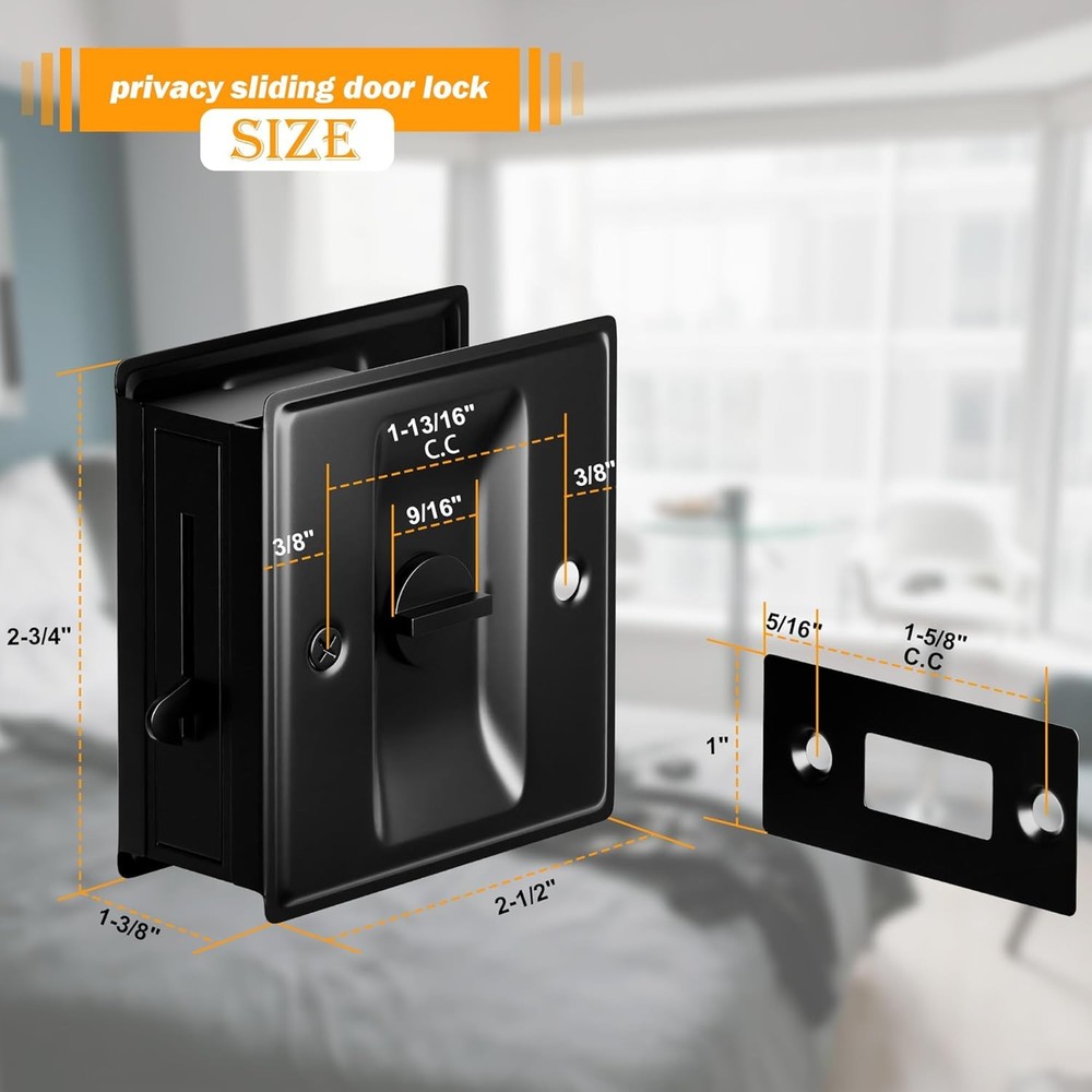 Pocket Door Hardware, Matte Black Solid Brass Lock 1 Pack,