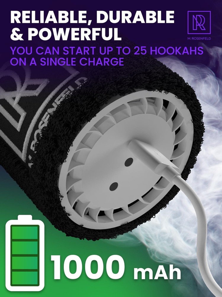 Hookah Starter Pump Purple Rechargeable with LED