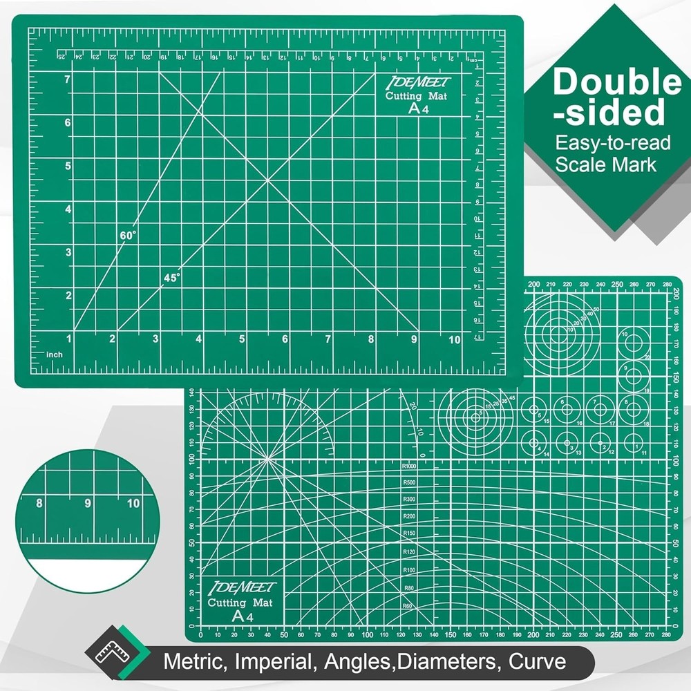 Lightweight Green 9"x12" Cutting Mat with Buffer for Seamless Cutting