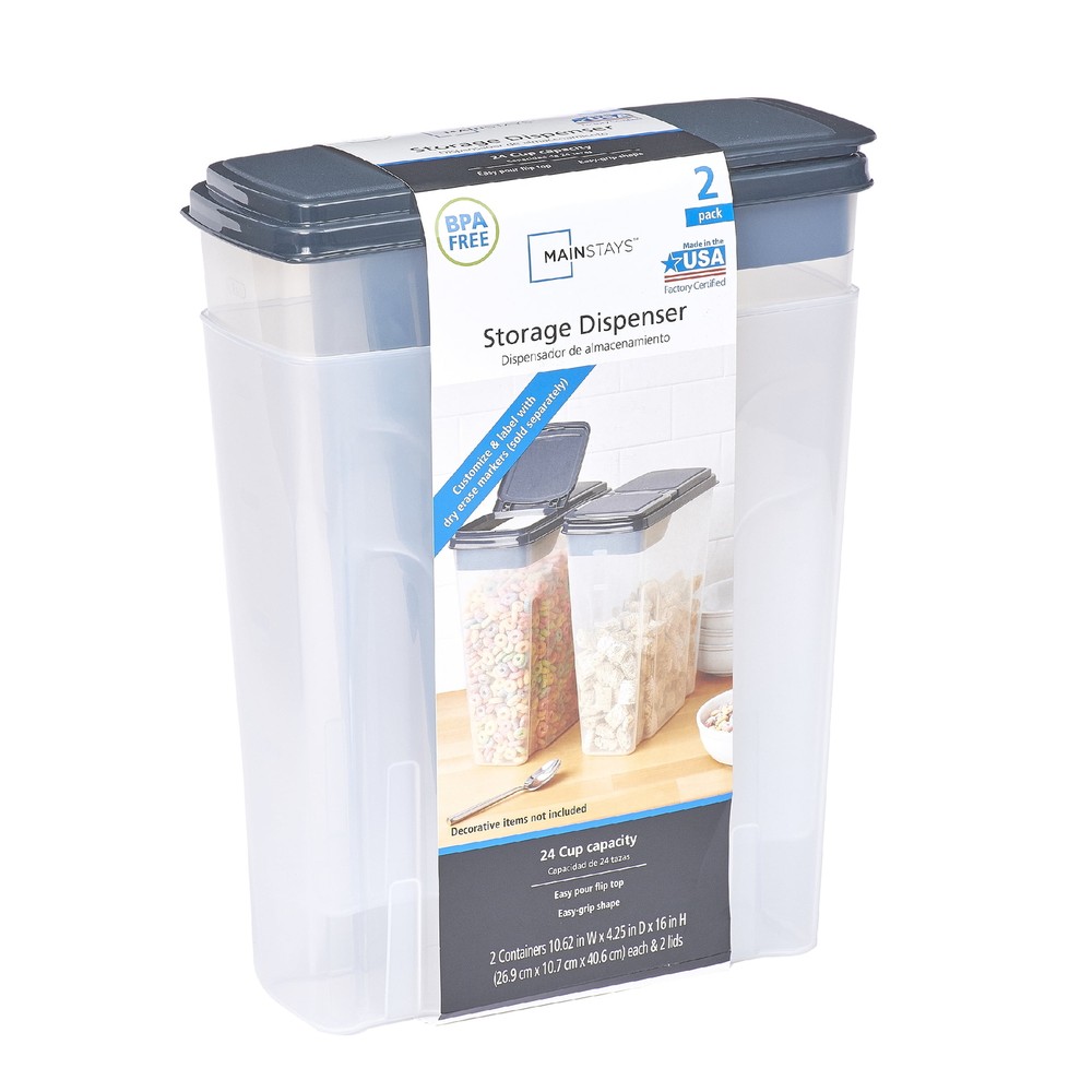 2-Pack Cereal Storage Containers, 24 Cups - Dark Grey Lids