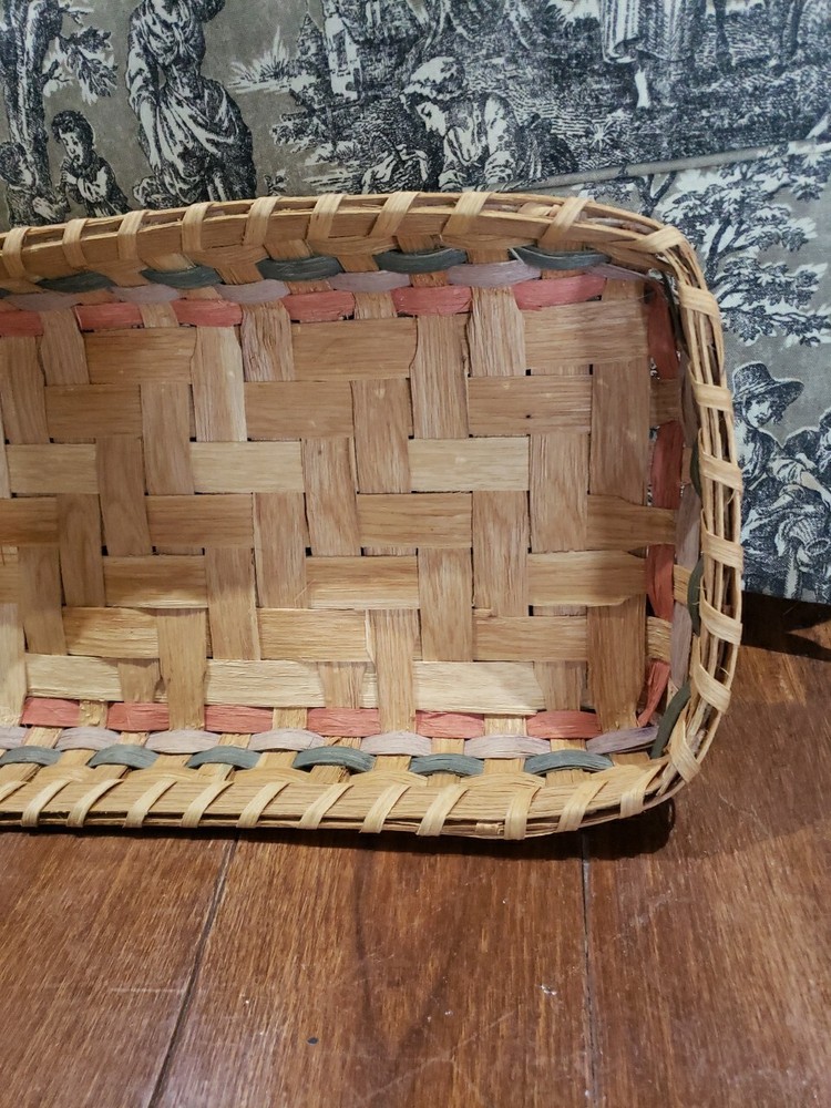 Extra Large Primitive Oak Ash Split 21" X 12" Rectangular Tricolor Basket Tray
