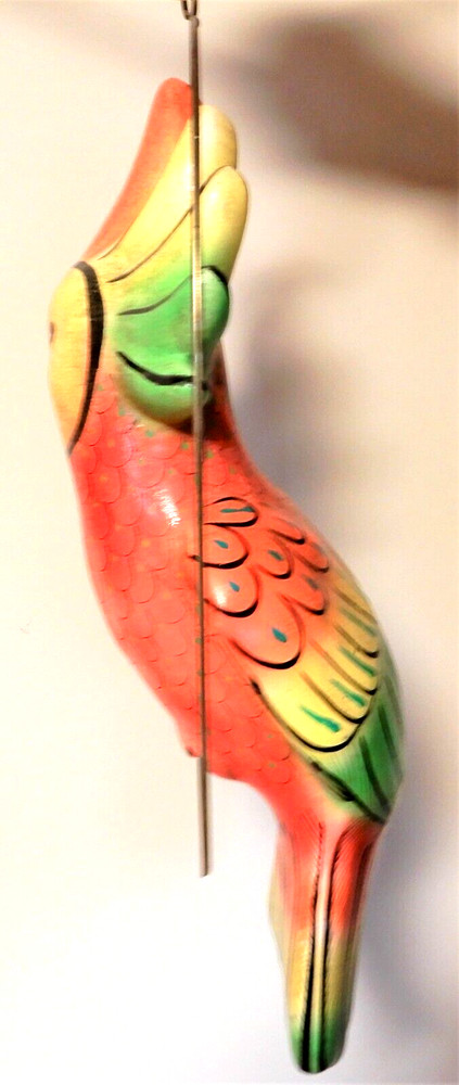 Large Hanging Perched Pottery Parrot 19" Long