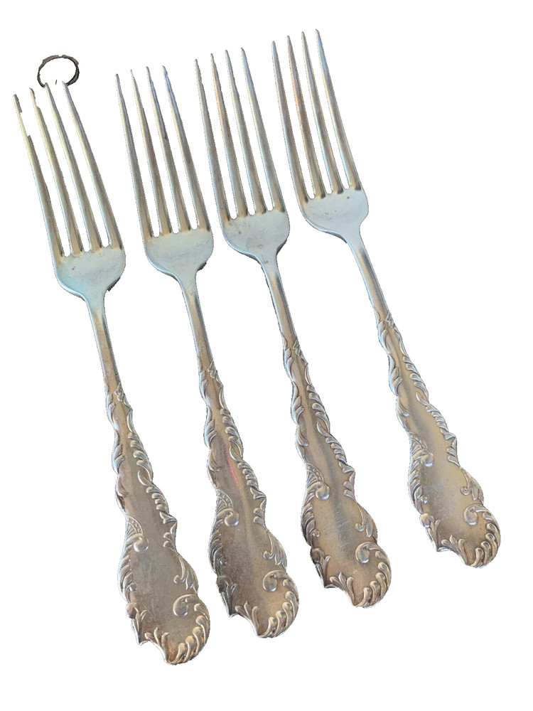 4 Dinner Fork Cromwell 1892 International Silver Silverplate Rogers 12 oz Scroll