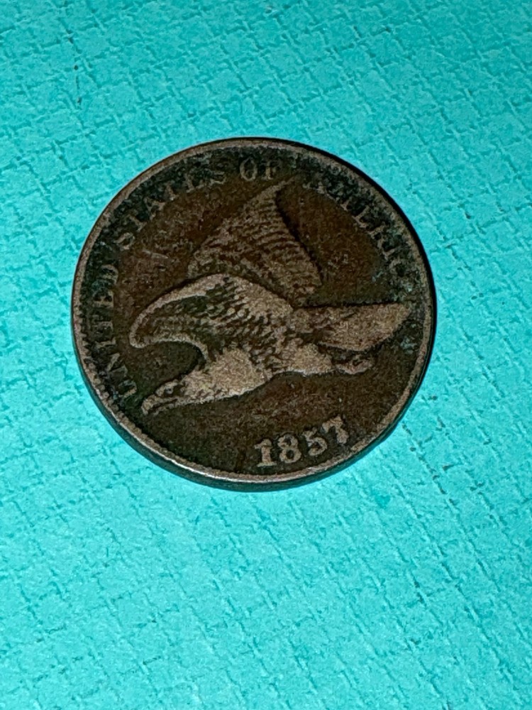 1857 Flying Eagle Cent Brown Sharp details original