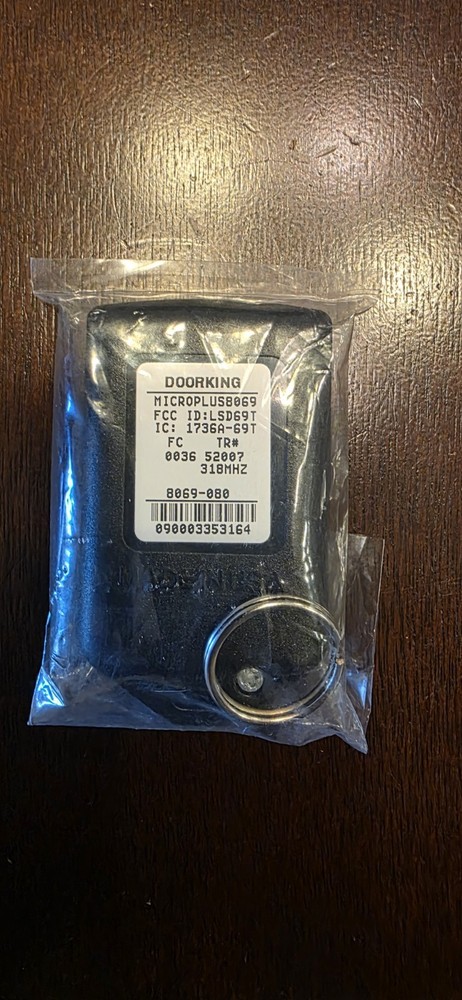 Doorking MicroPlus 8069 1 Button Remote 318 MHz Black Gate Remote