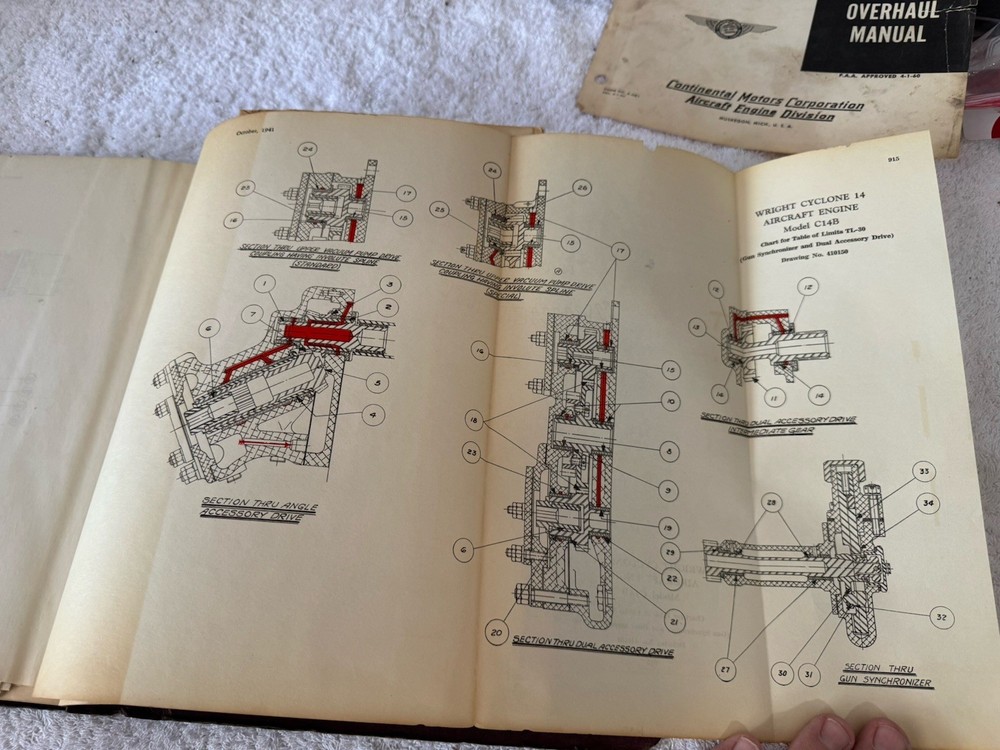 Wright Cyclone 14 Aircraft Engine Reference Book Diagrams Instructions 1940