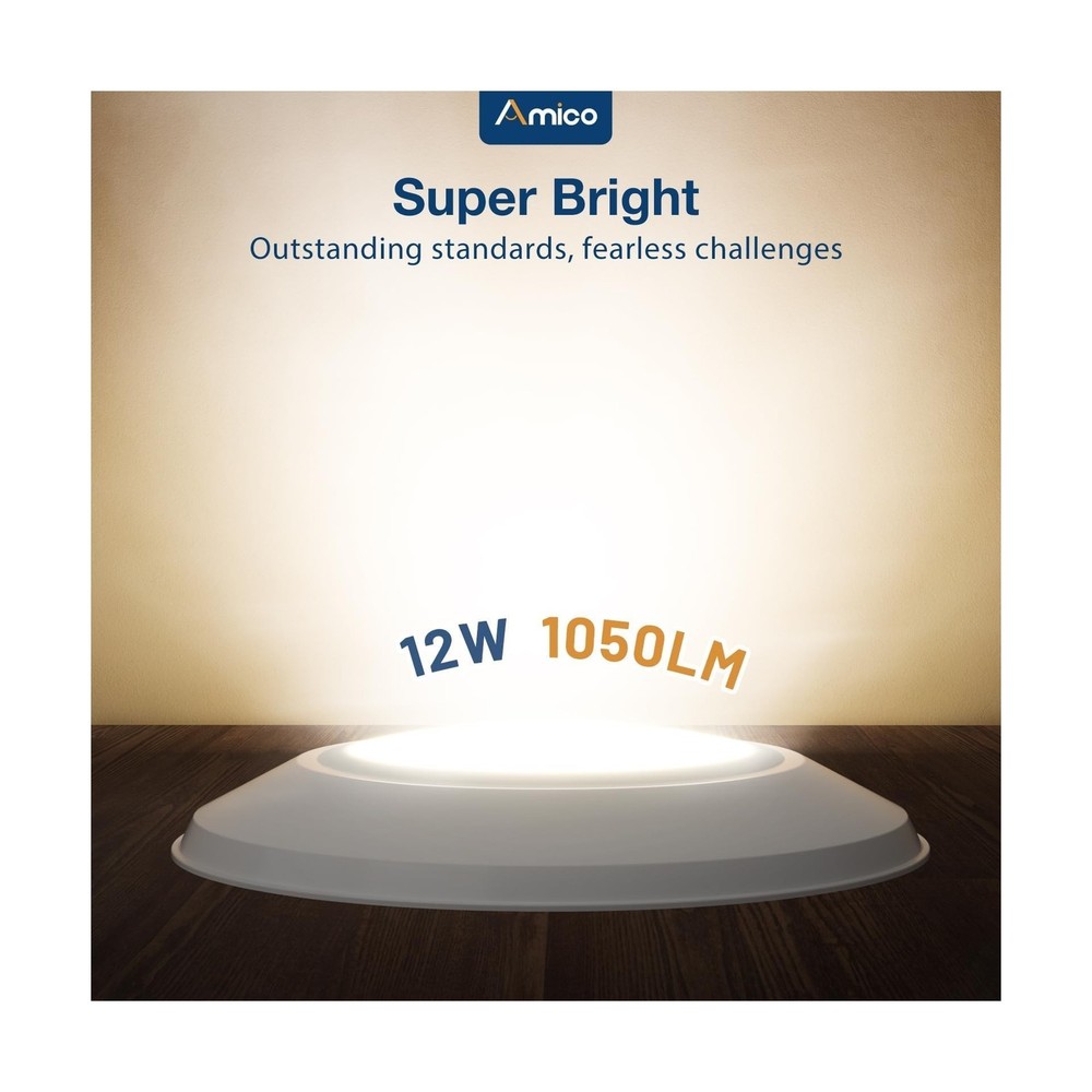 Amico 24 Pack 5/6 Inch LED Disk Lights, Dimmable Flush Mount Ceiling Disc Lig...