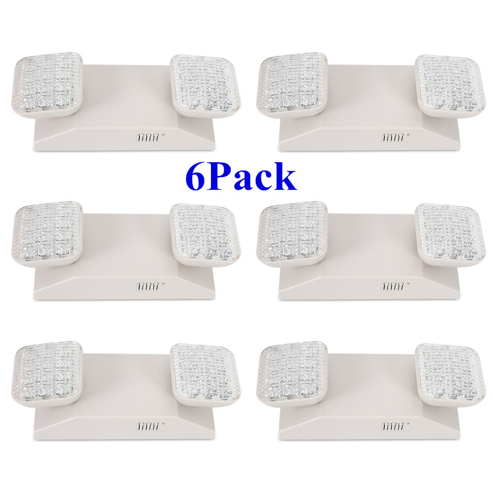 6 Pack LED Emergency Exit Light Adjustable 2 Dual Head W/ Battery Back-up 924