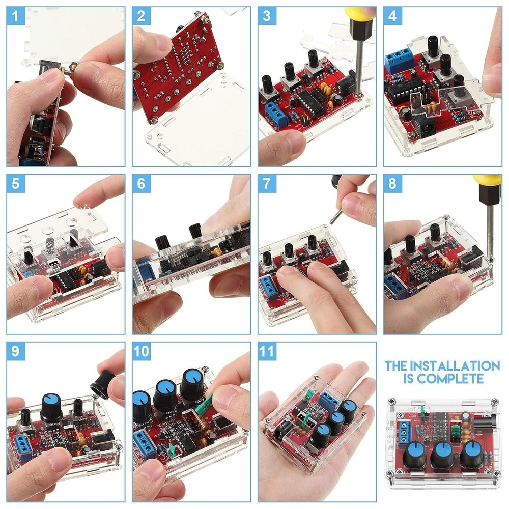 Compact Signal Generator Kit with Sine, Triangle, Square Outputs for Electronics