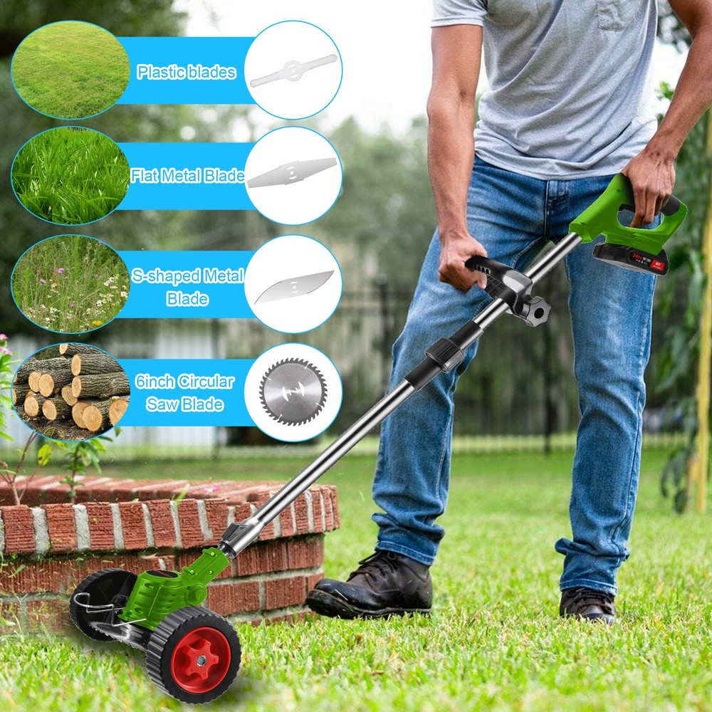 Cordless Grass String Trimmer Cutter Electric Weed Whacker Lawn Mower +2 Battery