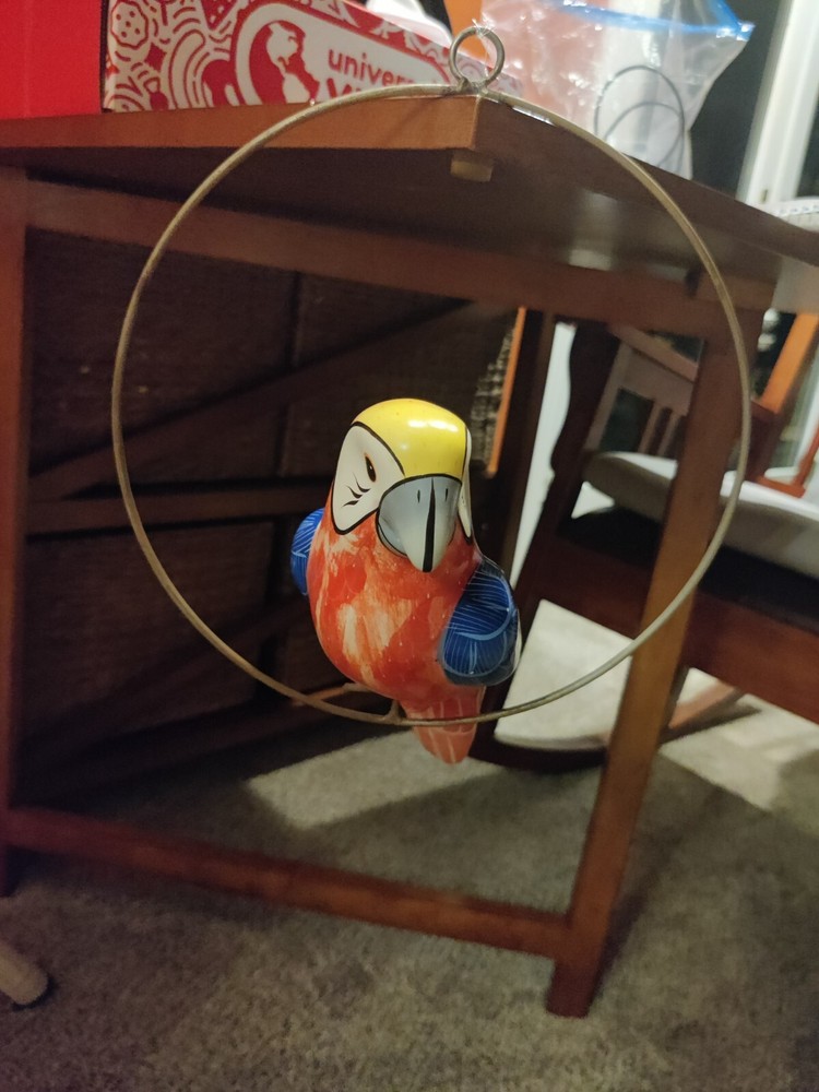 1 ea 14" and 2ea 10"caramic parrot sitting on a loop