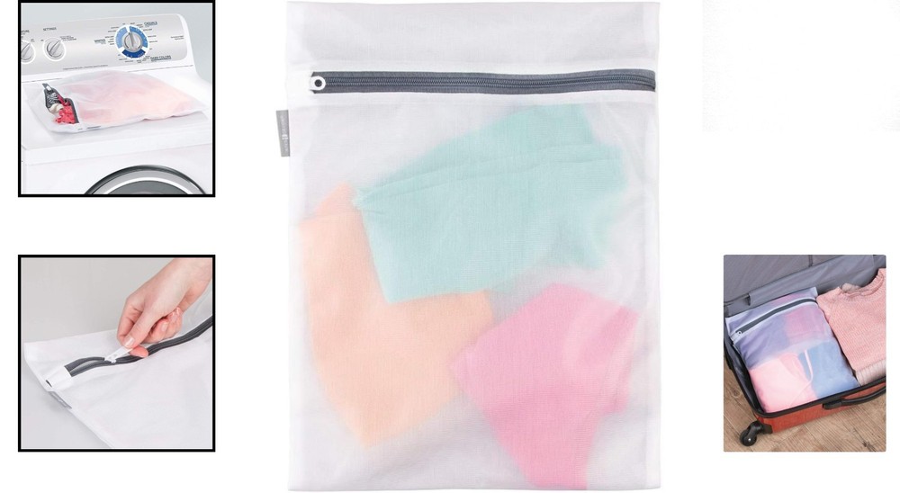 Durable Medium Mesh Laundry Bag with Zipper - Ideal for Organizing Delicates