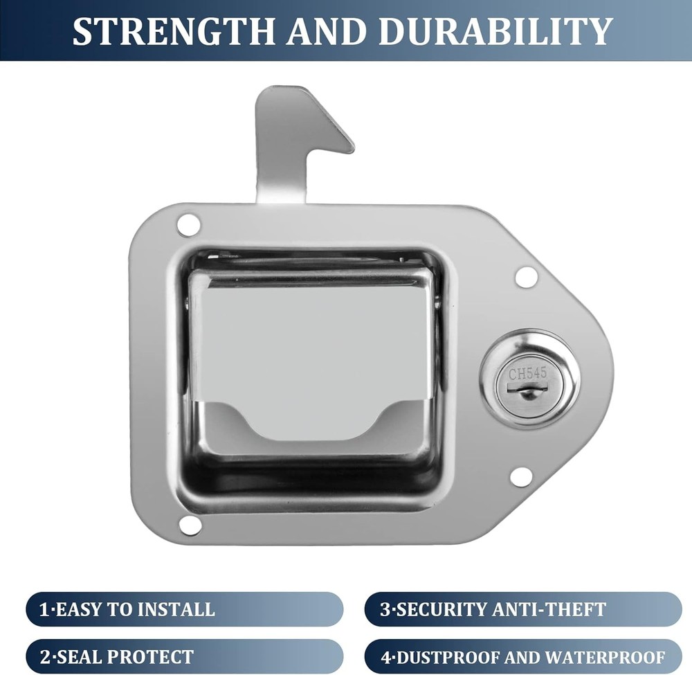 Truck Tool Box Latch Replacement Stainless Steel Toolbox Paddle Lock silver