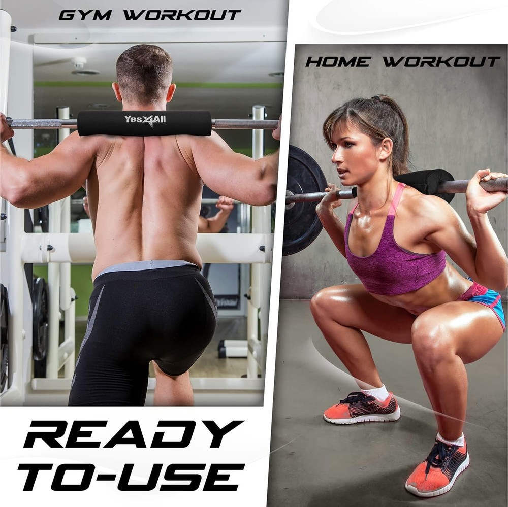 Ergonomic Foam Bar Pad Olympic Barbell Squat & Neck Pad Squats Hip Thrusts &