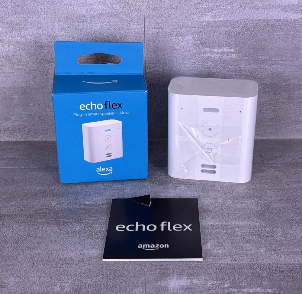 Amazon Echo Flex Plug-in Smart Speaker With Manual And Box Tested & Working