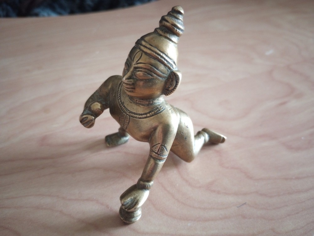Indian Antique Bronze Deity Bala Krishna  बाल कृष्ण - Laddu Gopal