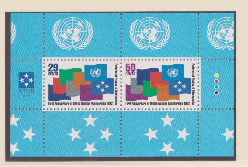 Micronesia A56 MNH 1992 below face Block Flags