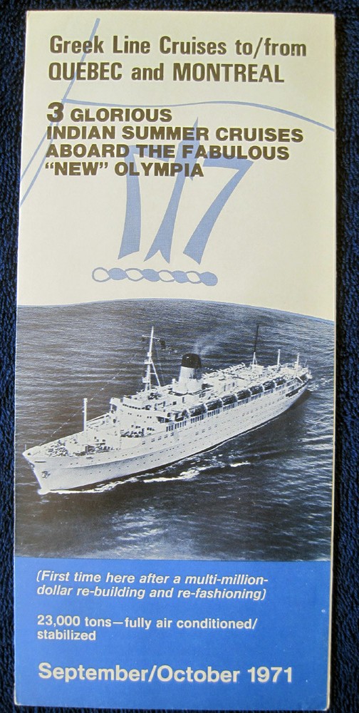 OLYMPIA -- 1971 Cruise Folder -- Greek Line