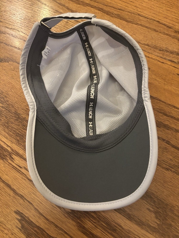 Under Armour Womens Launch Running Hat Light Gray Adjustable Vented Lightweight