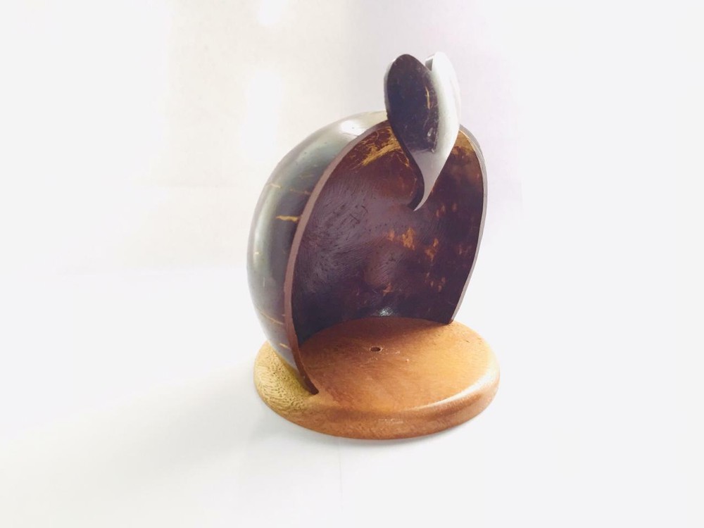 Unique Handcrafted Coconut Shell Statue Holder 100% Natural Ceylon Table Décor