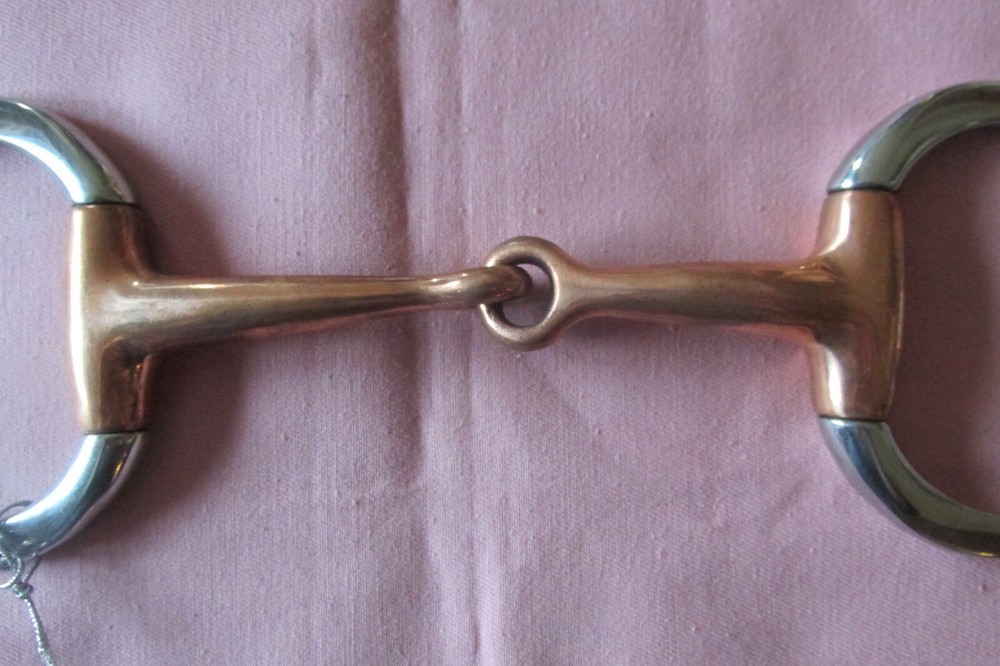 Eggbutt Snaffle Bit 4.75" Stainless cheeks copper snaffle mouth