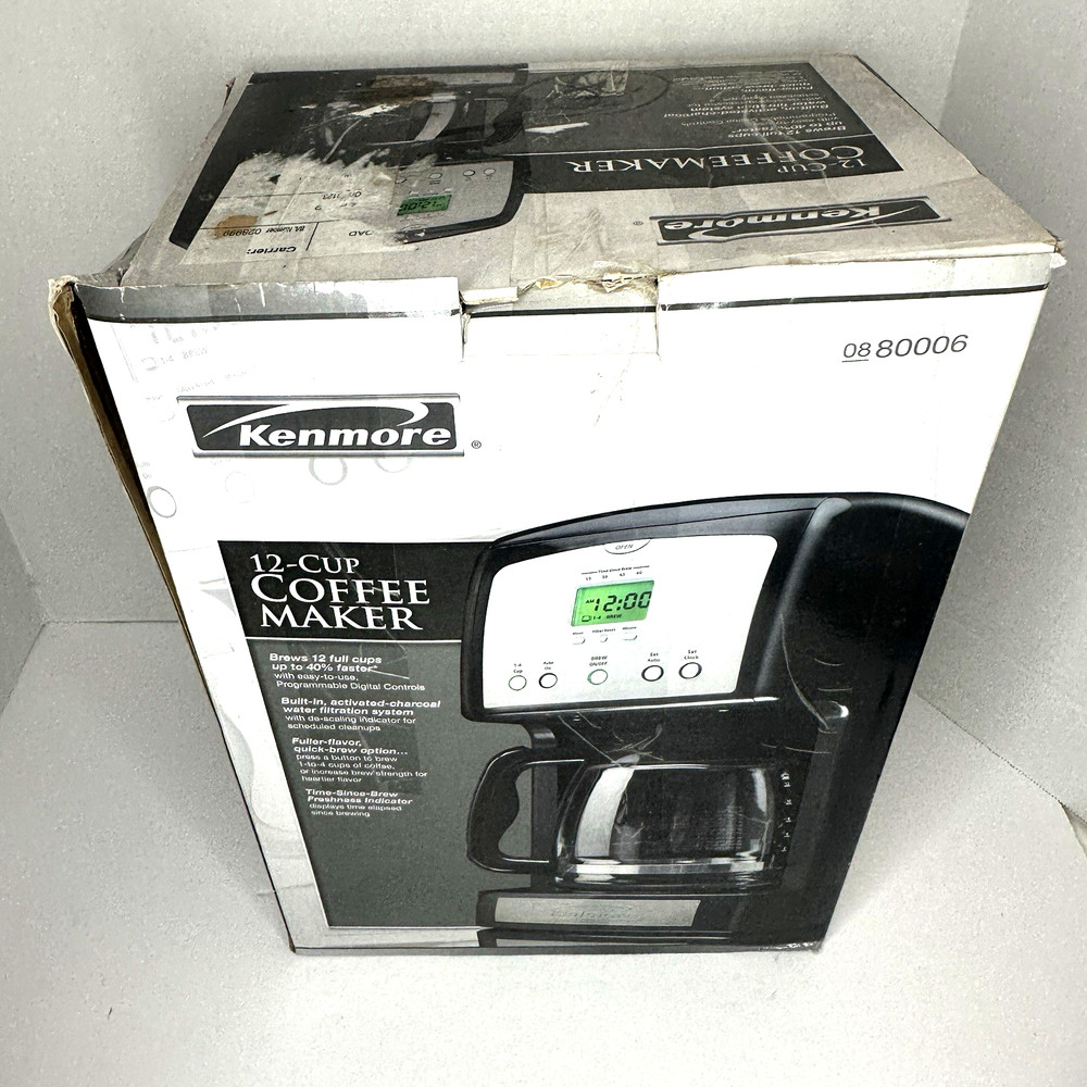Kenmore 12 Cup Programable Filter Drip Coffee Maker 08 80006 Black Stainless