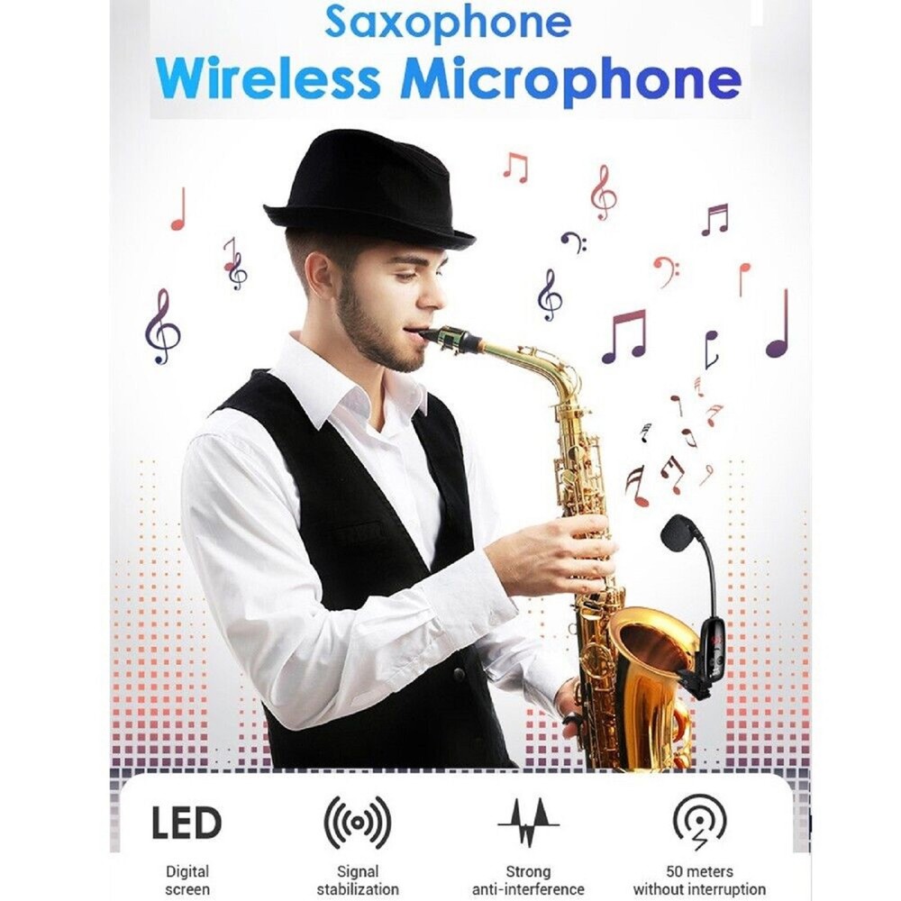 Microphone with Receiver Transmitter 50M Range Wireless For Trumpet Saxophone n