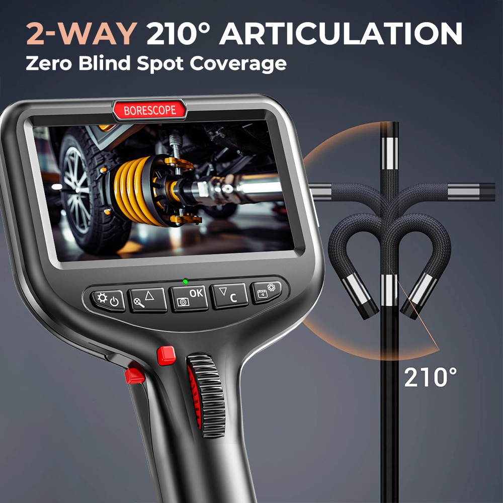 10ft Flexible Cable 360° 2Way Articulating Borescope Endoscope Inspection Camera