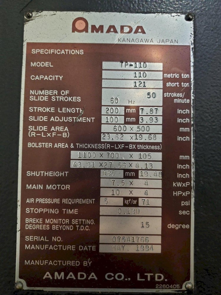 121 TON AMADA GAP PRESS