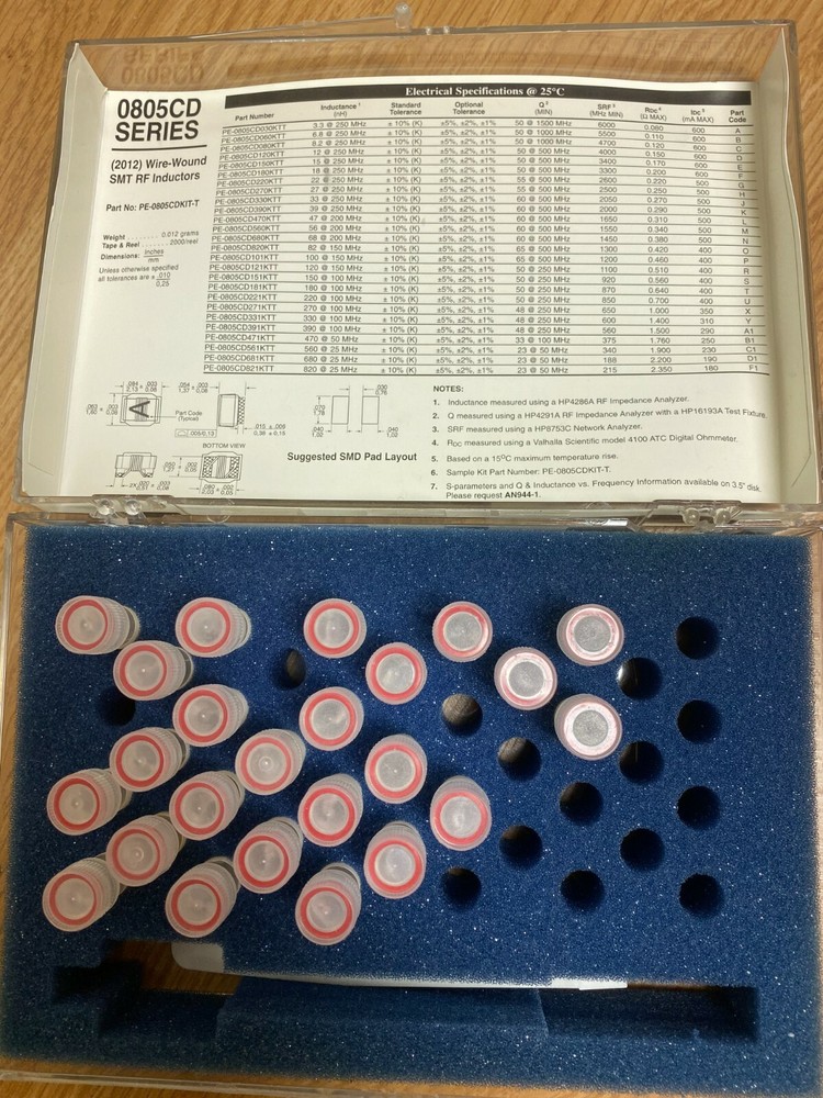 Pulse 0805CD, 0805CM, 0603CD, Inductor Kits, 3 Boxes. (62 Values)