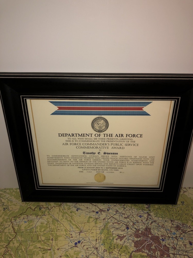 USAF COMMANDER'S PUBLIC SERVICE COMMEMORATIVE AWARD CERTIFICATE Type-1