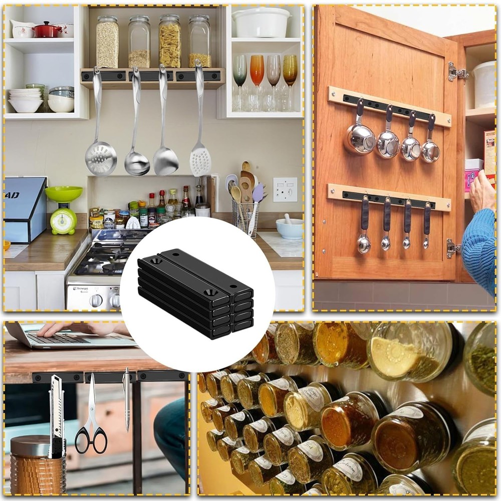 8-Pack Neodymium Rectangular Magnets with 80LBS Pulling Force for Diverse Use