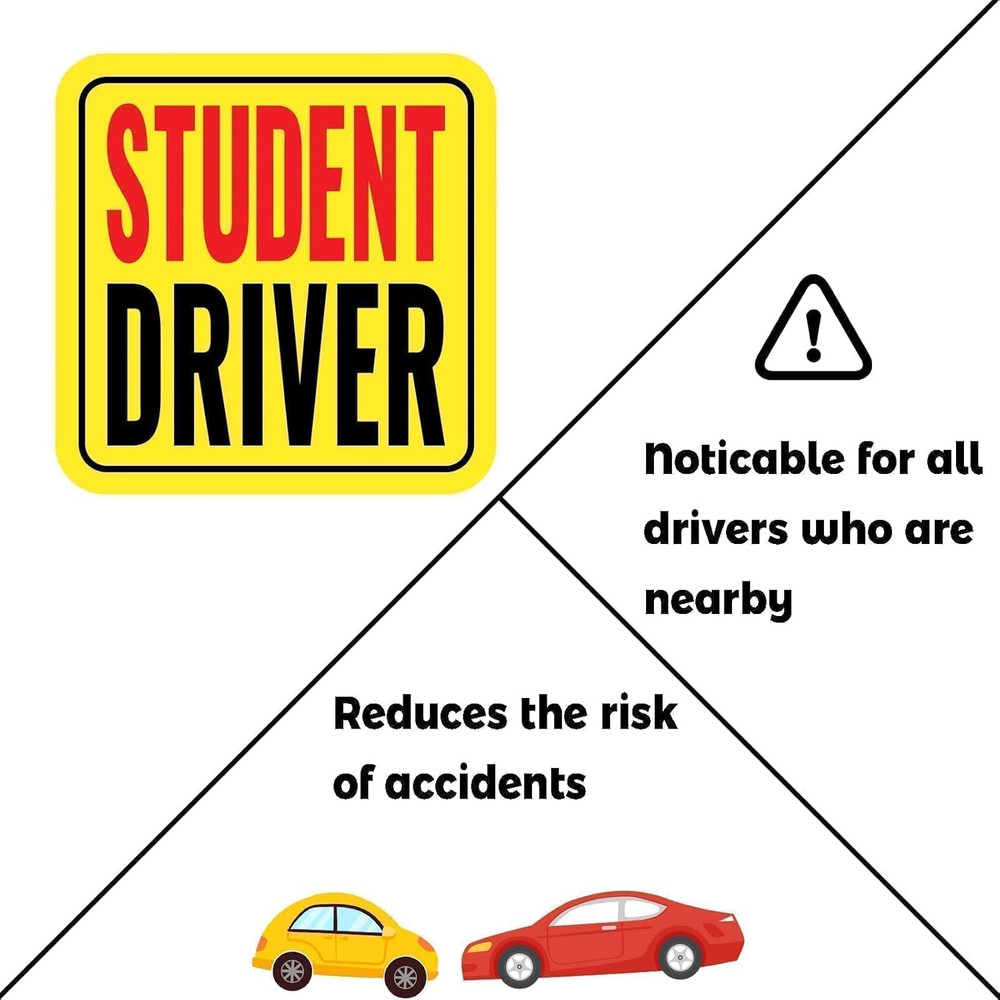 New Driver Magnet for Car, Student Driver Magnet, 3-Pack Removable Reflective Ca