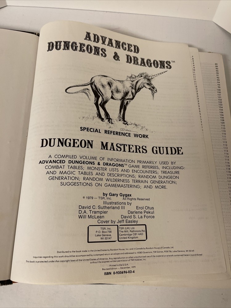 Advanced Dungeons & Dragons Dungeon Masters Guide 1979 Revised TSR Gary Gygax