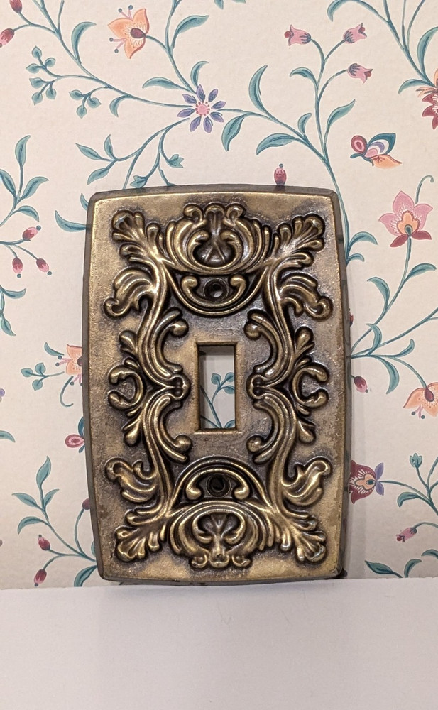 Vintage Switch Plate Cover Brass Ornate
