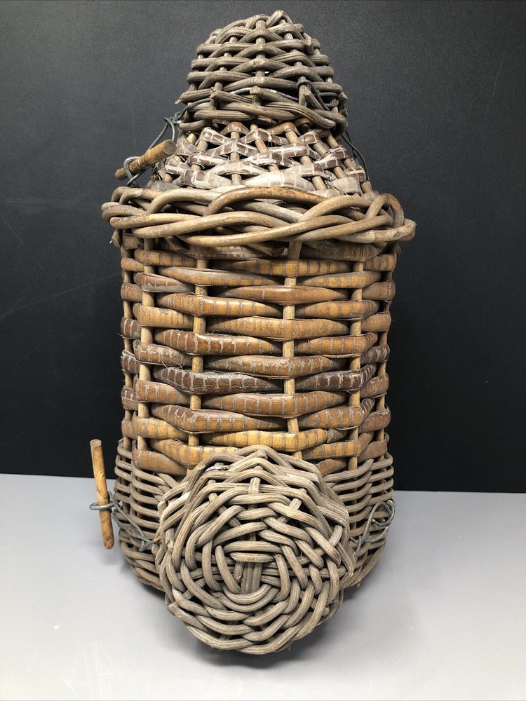 wicker Covered Stoneware Cider Flagon #619