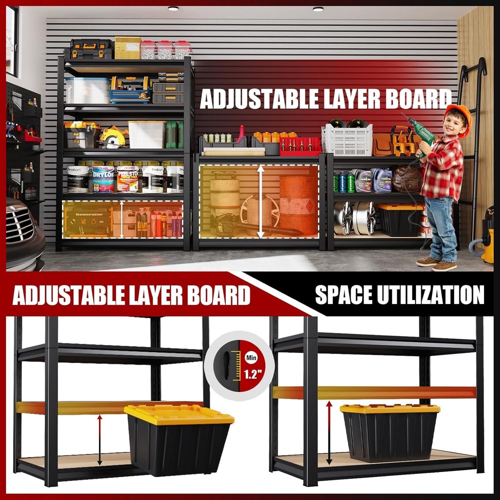Storage Shelving Rack 5-Tier Adjustable 2000 lbs Load