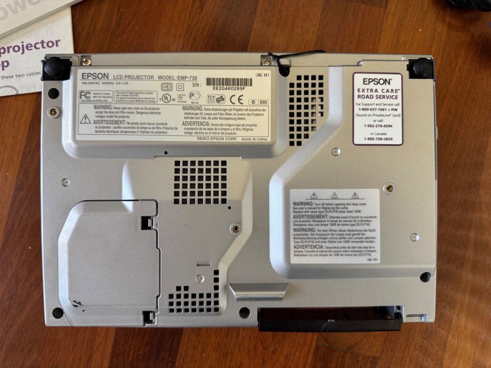 Epson PowerLite 730c LCD Projector with Case, Cables, and Remote Control