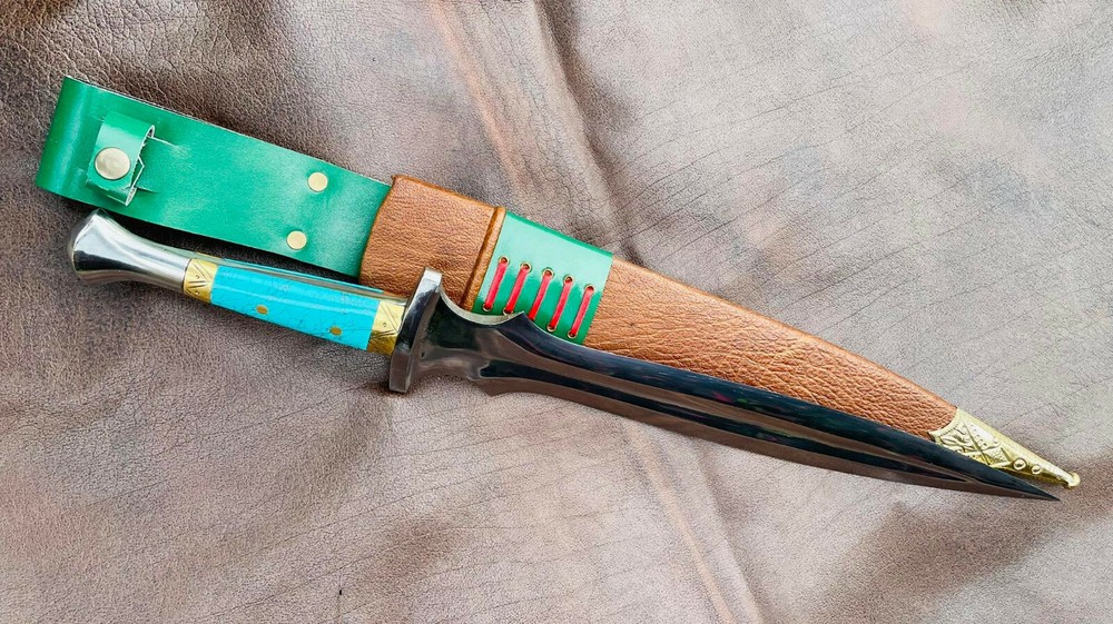 EGKH-15 inches Double edge Sam Dagger,Medieval Custom Stone handle dagger-Temper