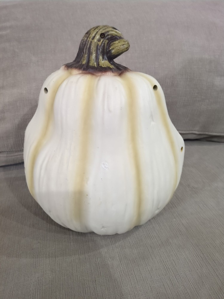 Halloween 12” LED Flickering White Evil Pumpkin