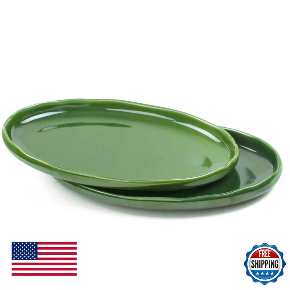 vicrays Oval Ceramic Serving Platter Tray - 14.5" Extra Large Porcelain